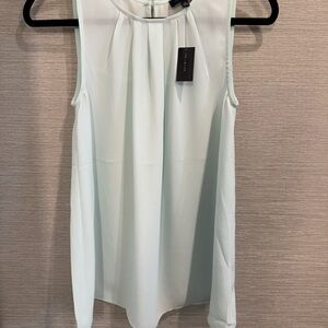 The Limited Green Pleated Blouse with Bib Collar